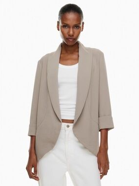 Aritzia Wilfred Chevalier Open-Front Draped Blazer 3/4 Sleeves Career Wear Sz 4
